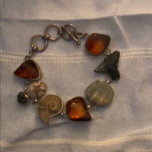 Silver Shell and Amber Bracelet